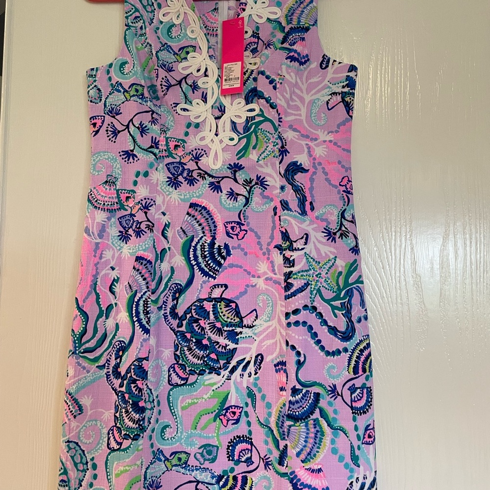 NWT Lilly Pulitzer Gabby Shift Dress, Lilac Freesia Mermaid For You, sz 4